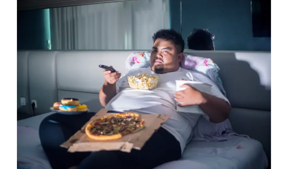 Poor diet, sedentary lifestyle, overeating, weight gain